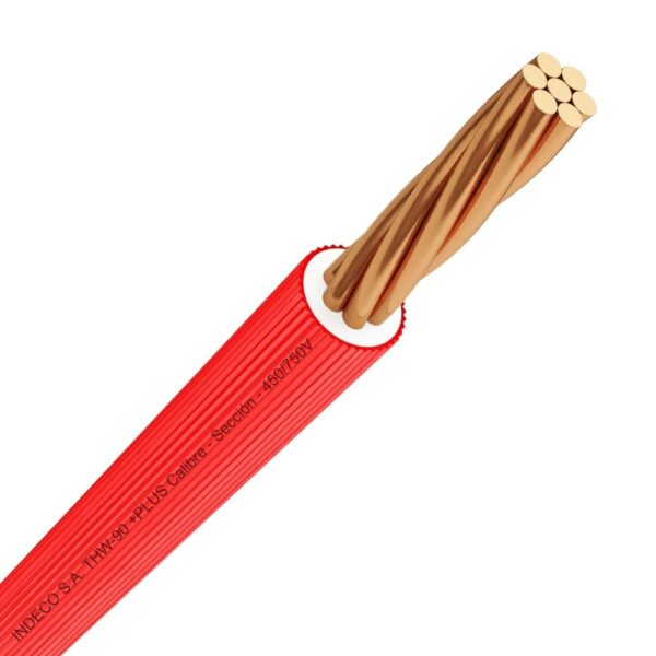 Cable Thw-90 Plus 450/750V 12 Awg Indeco - Rojo - 100 Metro