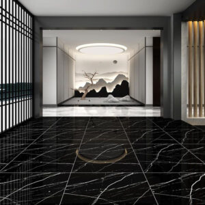 Piso Porcelanato Marmolizado Vitrificado Torbel Negro 60X60Cm 1.44M2