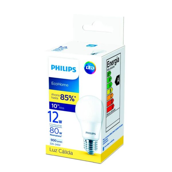 Lampara Led Bulb 3000K E27 - Luz Calida 12W - Philips