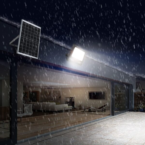 Luminaria Led Reflector Solar 300W 12V 6000K Ip66 Negro - Lufardi