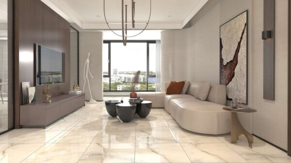 Porcelanato Vitrificado Marmolizado - Benares - 60X60 Marmol Vetas Gris Claro
